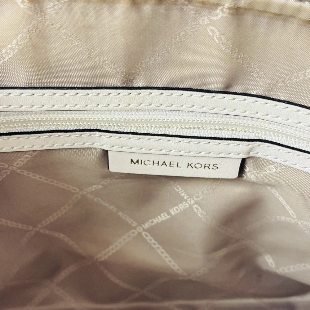 Michael Kors Sienna‎ Medium Pebbled Leather Satchel Bag Purse Soft White Chic